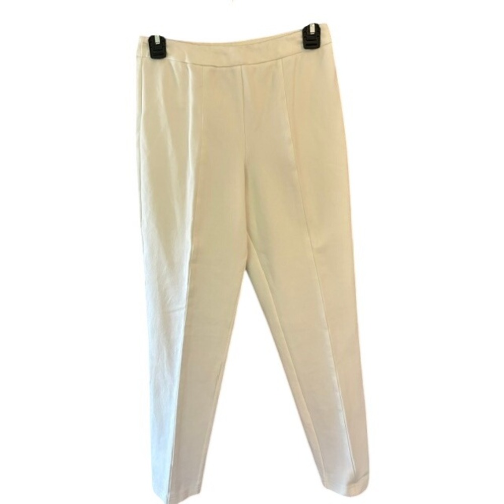 Joan Rivers Tapered Pants Women XS White Excellent Ankle Length Stretch Crease